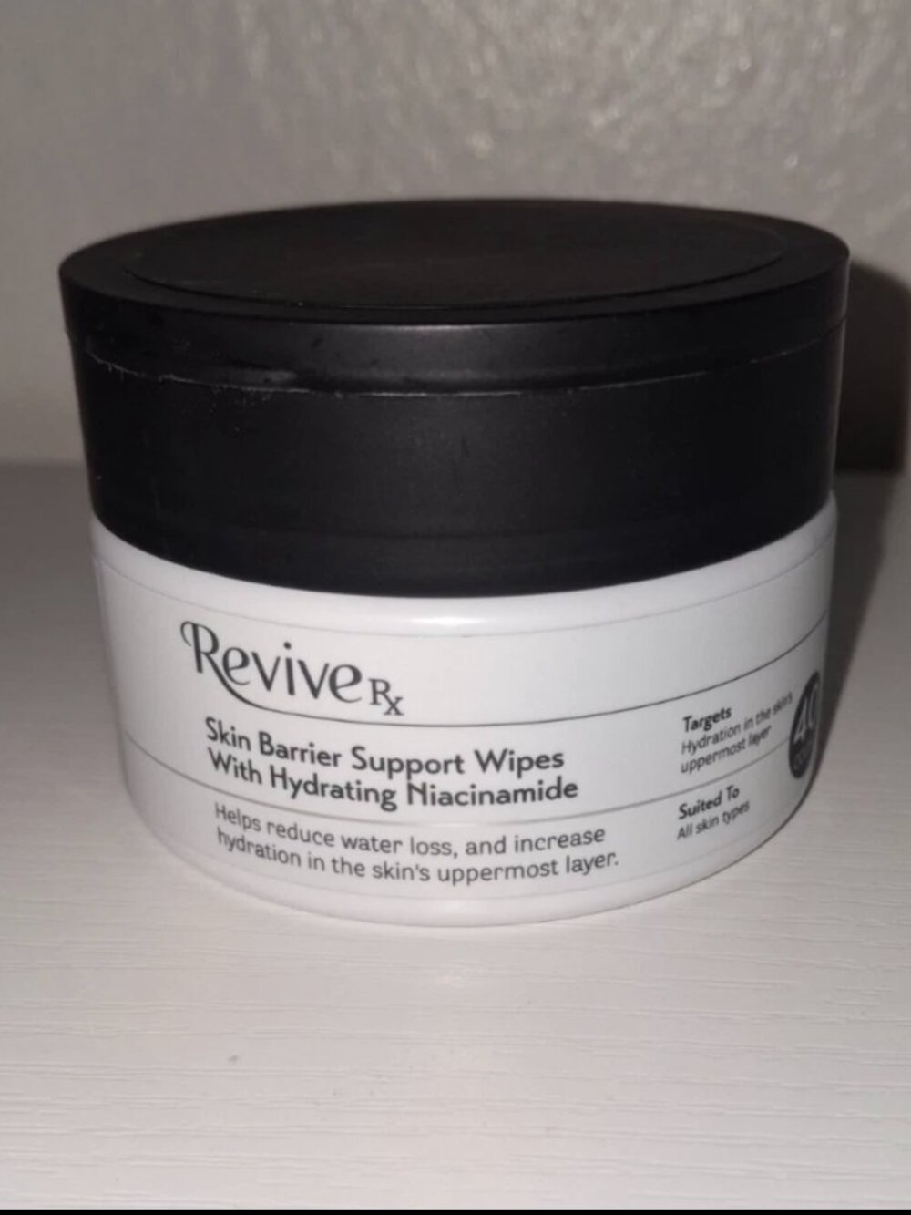 ReviveRx Skin Barrier Support Wipes w/Niacinamide 40 Count Hydrating Pads Sealed